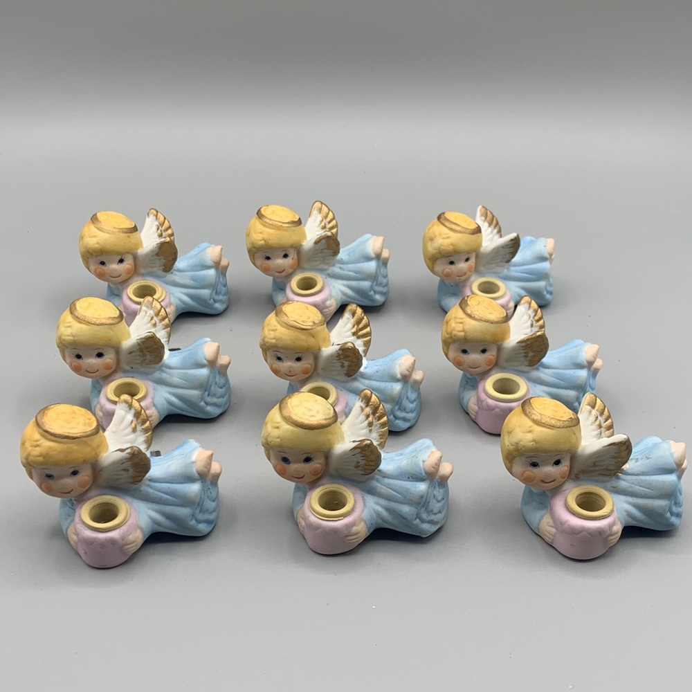 Nine Vintage Current Clip On Porcelain Angel Light Covers